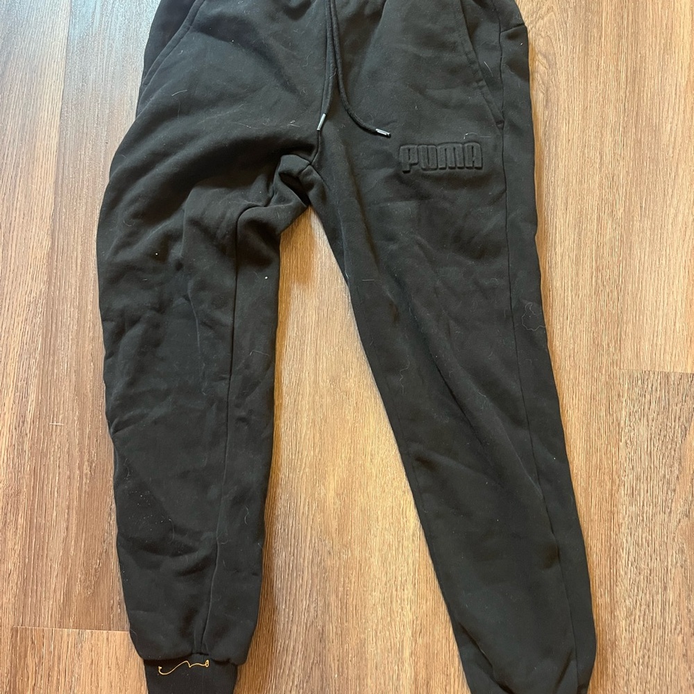 Puma Black Ribbed Joggers - Picture 2 of 4